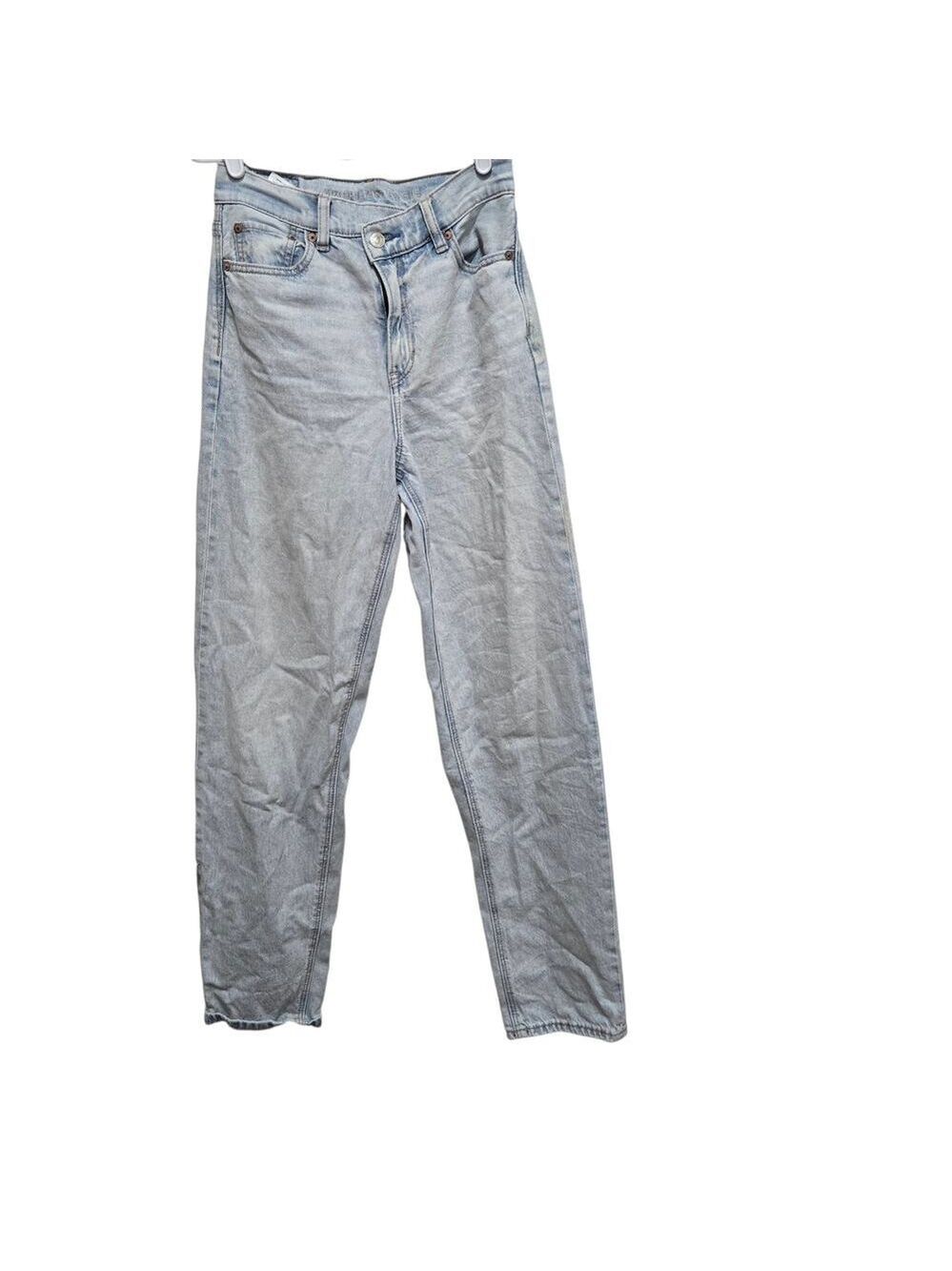 American Eagle High Rise Baggy Straight Jeans Light Wash 0